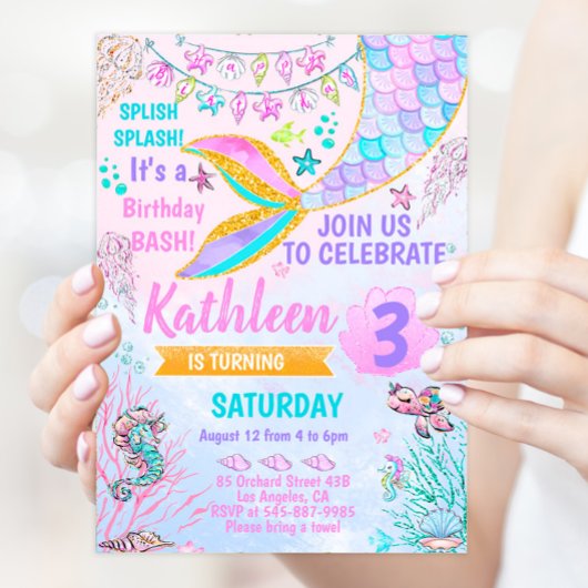 Mermaid Onder de verjaardagsuitnodiging Kaart