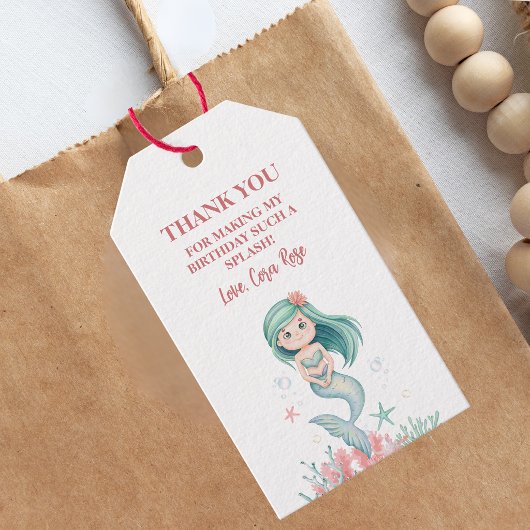 Mermaid Onder de Zee Meisjes Verjaardag Cadeaulabel