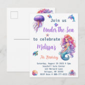 Mermaid onder de zee verjaardagsfeestje briefkaart (Voorkant / Achterkant)