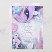 Mermaid Onder Zee Dieren Verjaardag Kaart (Voorkant / Achterkant)