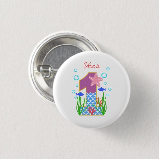 Mermaid One onder Zee Pin Ronde Button 3,2 Cm (Voorkant /achterkant)