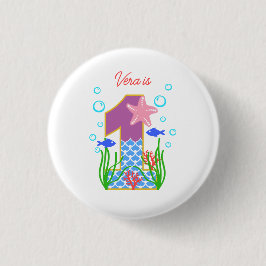 Mermaid One onder Zee Pin Ronde Button 3,2 Cm
