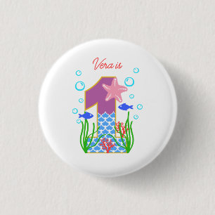 Mermaid One onder Zee Pin Ronde Button 3,2 Cm