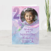 Mermaid One Photo 2nd Birthday Card Kaart (Voorkant)