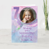 Mermaid One Photo 7th Birthday Card Kaart (Voorkant)