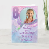 Mermaid One Photo 8th Birthday Card Kaart (Voorkant)