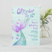 Mermaid Oneder de Zee 1e verjaardag Kaart (Staand voorkant)