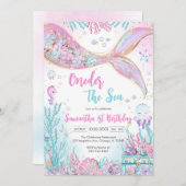 Mermaid Oneder the Sea 1st Birthday Kaart (Voorkant / Achterkant)