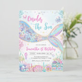 Mermaid Oneder the Sea 1st Birthday Kaart (Staand voorkant)