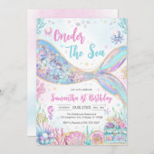 Mermaid Oneder the Sea 1st Birthday Kaart (Voorkant / Achterkant)