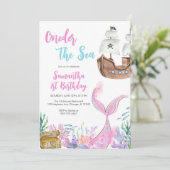 Mermaid Oneder the Sea Splish Splash Birthday Kaart (Staand voorkant)