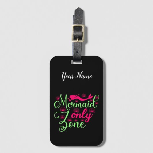Mermaid only Zone in Hot Pink en Neon Green Bagagelabel (Voorkant (verticaal))