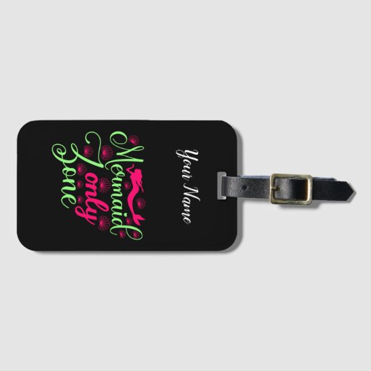 Mermaid only Zone in Hot Pink en Neon Green Bagagelabel (Voorkant (horizontaal))
