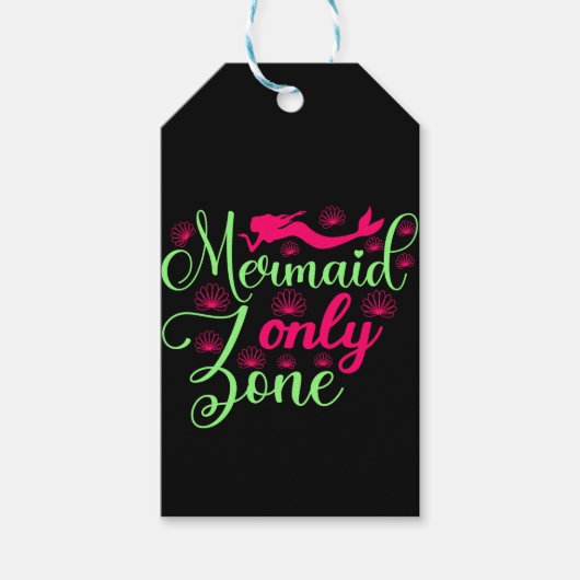 Mermaid only Zone in Hot Pink en Neon Green Cadeaulabel (Voorkant)