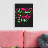 Mermaid only Zone in Hot Pink en Neon Green Canvas Afdruk (Insitu (Woonkamer))