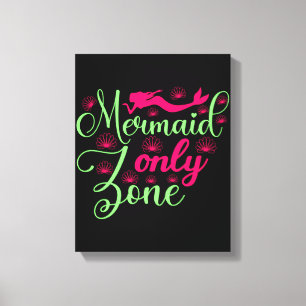 Mermaid only Zone in Hot Pink en Neon Green Canvas Afdruk