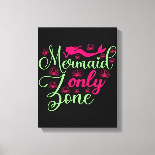 Mermaid only Zone in Hot Pink en Neon Green Canvas Afdruk (Voorkant)