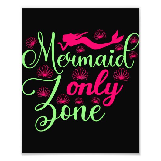 Mermaid only Zone in Hot Pink en Neon Green Foto Afdruk (Voorkant)