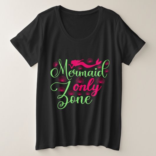 Mermaid only Zone in Hot Pink en Neon Green Grote Maat T-shirt (Design voorkant)