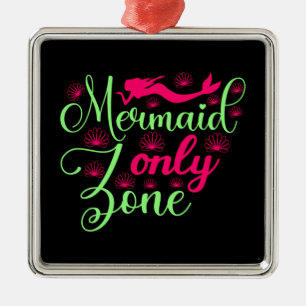Mermaid only Zone in Hot Pink en Neon Green Metalen Ornament
