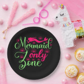 Mermaid only Zone in Hot Pink en Neon Green Papieren Bordje (Feest)