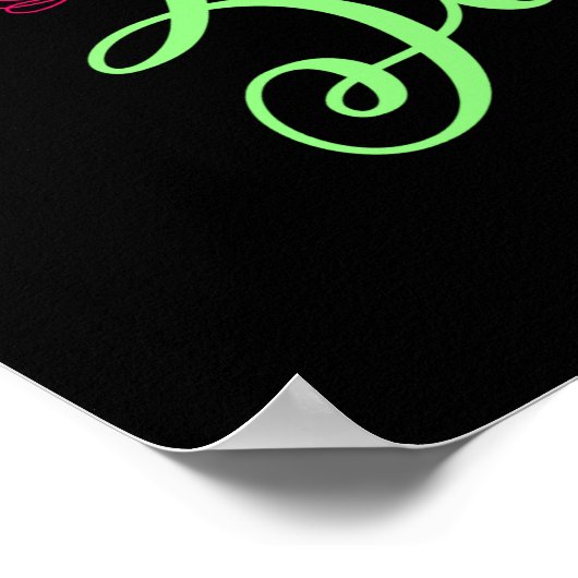 Mermaid only Zone in Hot Pink en Neon Green Poster (Hoek)