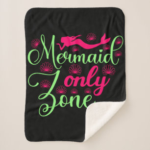 Mermaid only Zone in Hot Pink en Neon Green Sherpa Deken