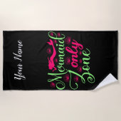 Mermaid only Zone in Hot Pink en Neon Green Strandlaken (Voorkant)