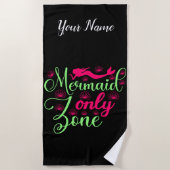 Mermaid only Zone in Hot Pink en Neon Green Strandlaken (Voorkant)