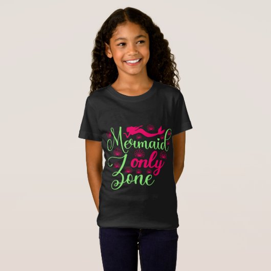 Mermaid only Zone in Hot Pink en Neon Green T-shirt (Voorkant volledig)