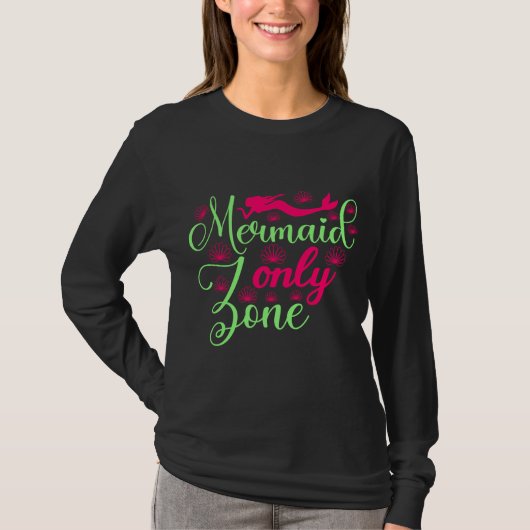 Mermaid only Zone in Hot Pink en Neon Green T-shirt (Voorkant)