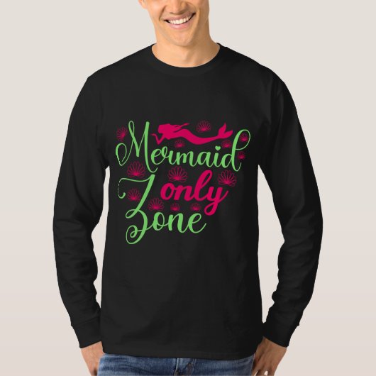 Mermaid only Zone in Hot Pink en Neon Green T-shirt (Voorkant)