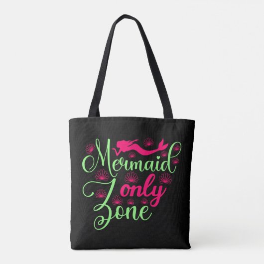 Mermaid only Zone in Hot Pink en Neon Green Tote Bag (Achterkant)
