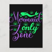 Mermaid Only Zone in Neon Green en Paars Briefkaart (Voorkant)