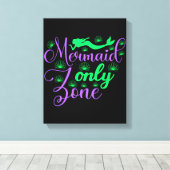 Mermaid Only Zone in Neon Green en Paars Canvas Afdruk (Insitu (Houten vloer))