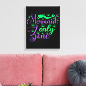 Mermaid Only Zone in Neon Green en Paars Canvas Afdruk (Insitu (Woonkamer))