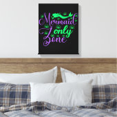 Mermaid Only Zone in Neon Green en Paars Canvas Afdruk (Insitu (Slaapkamer))