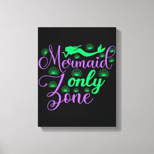 Mermaid Only Zone in Neon Green en Paars Canvas Afdruk (Voorkant)