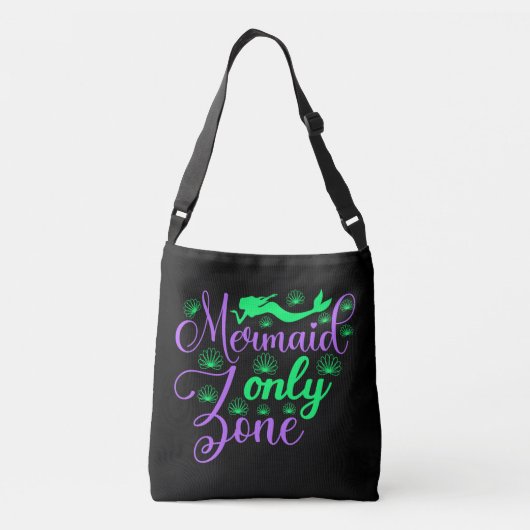Mermaid Only Zone in Neon Green en Paars Crossbody Tas (Achterkant)