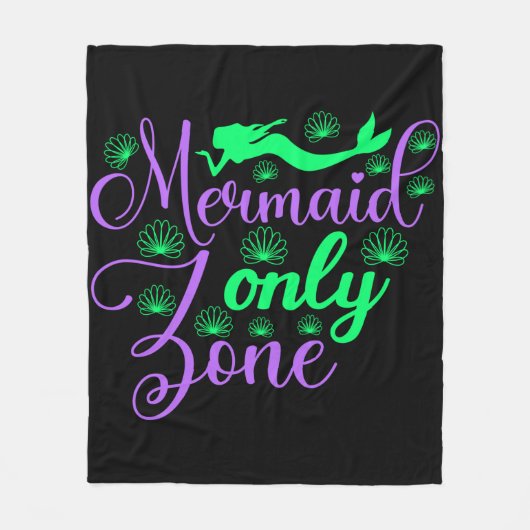 Mermaid Only Zone in Neon Green en Paars Fleece Deken (Voorkant)