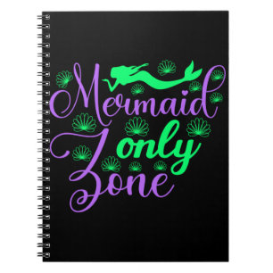 Mermaid Only Zone in Neon Green en Paars Notitieboek