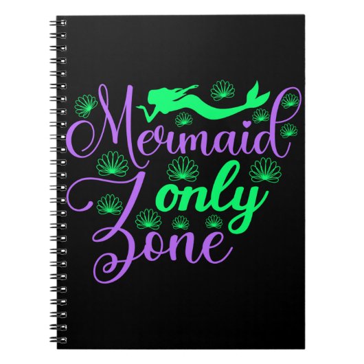 Mermaid Only Zone in Neon Green en Paars Notitieboek (Voorkant)