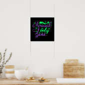 Mermaid Only Zone in Neon Green en Paars Poster (Keuken)