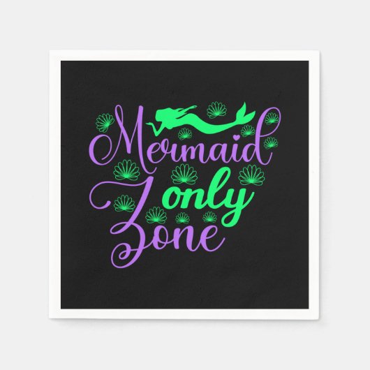 Mermaid Only Zone in Neon Green en Paars Servet (Voorkant)