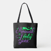Mermaid Only Zone in Neon Green en Paars Tote Bag (Achterkant)
