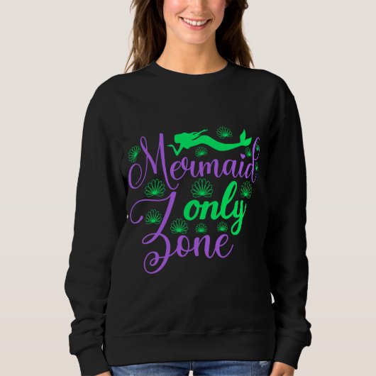 Mermaid Only Zone in Neon Green en Paars Trui (Voorkant)