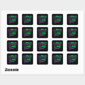 Mermaid Only Zone in Neon Green en Paars Vierkante Sticker (Vel)