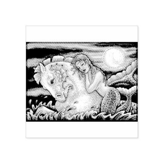 MERMAID OP MERHORSE FANTASY RUBBER STAMP RUBBERSTEMPEL (Afrduk)