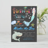 Mermaid or Shark Co-Ed Joint Birthday Kaart (Staand voorkant)