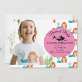 Mermaid Oranje Birthday Party Invitation Kaart (Voorkant)